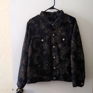 Silkland Woman western style black w/gold thread design, metal buttons, 2 pocket